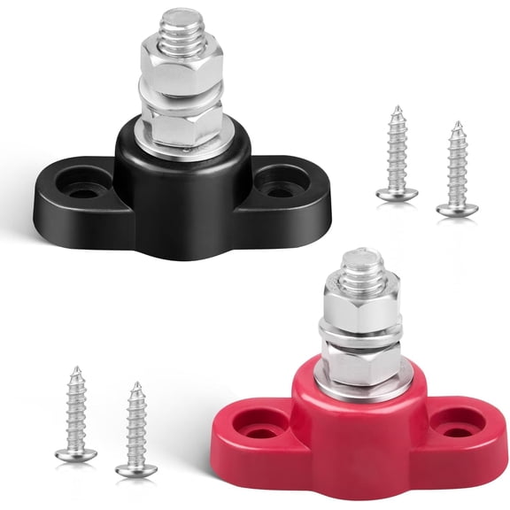 12V 150A Power Distribution Block 5/16" Single Stud Busbar M8 Terminal Bus Bar 12 Volt DC Battery Junction Post for Auto Boat Marine Solar System Positive and Negative (2PC)