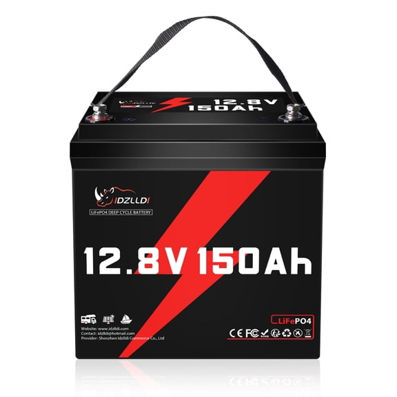 IDZLLDI 12V 150Ah LiFePO4 Battery, 100A BMS, 1920Wh Deep Cycle Rechargeable Lithium Battery for RV, Off-Grid, Solar, Marine, Camping