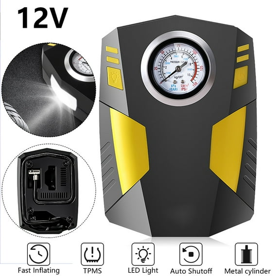 12V 150PSI Inflator Portable Air Compressor Pump for Car Tires Accessories,Auto Tire Pump with Pointer Pressure Gauge with Emergency LED Light fo Car,Bicycle,Balloons