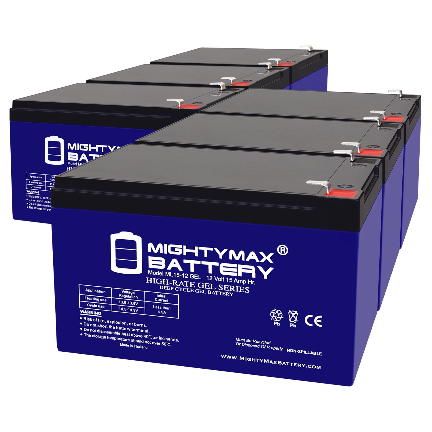 Mighty Max 12V 7Ah F2 Replacement Battery (6 Pack) For APC Back-UPS LS 700 & Other UPS Systems