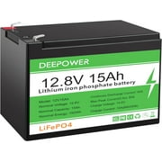 12V 15Ah LiFePO4 Battery, 5000 Cycles Rechargeable Lithium Iron Phosphate Battery, IP67 Waterproof Lightweight Batteries