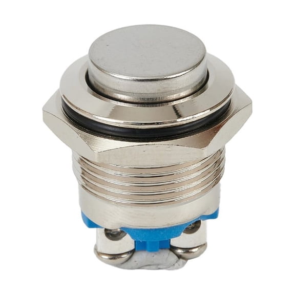 12V 16Mm Metal Push Button Switch Momentary On Off Silver, Waterproof IP66 For HORN Start Switch For Car Circuit Control, 1NO Screw Terminal, Nickel-Plated Brass