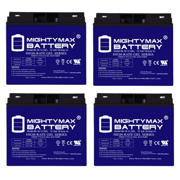 12V 18AH GEL Battery Replacement for Long Way LW-6FM20BJ - 4 Pack