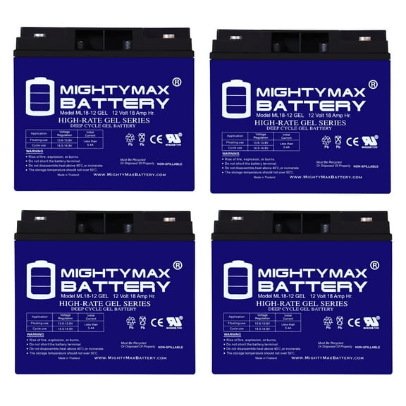 12V 18AH GEL Battery Replaces Bosch D8103 Power Module - 4 Pack