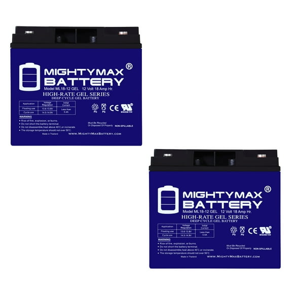 12V 18AH GEL Battery for EV Rider RiderXpress, MiniRider - 2 Pack