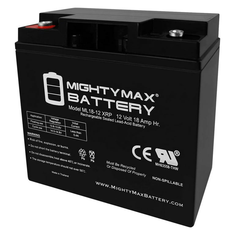 Mighty Max 12V 18AH SLA Replacement Battery, ML18-12XRP with