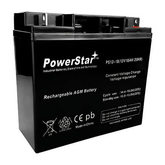 12V 18AH Sealed Lead Acid (SLA) Battery - T3 Terminals - for ZB-12-22