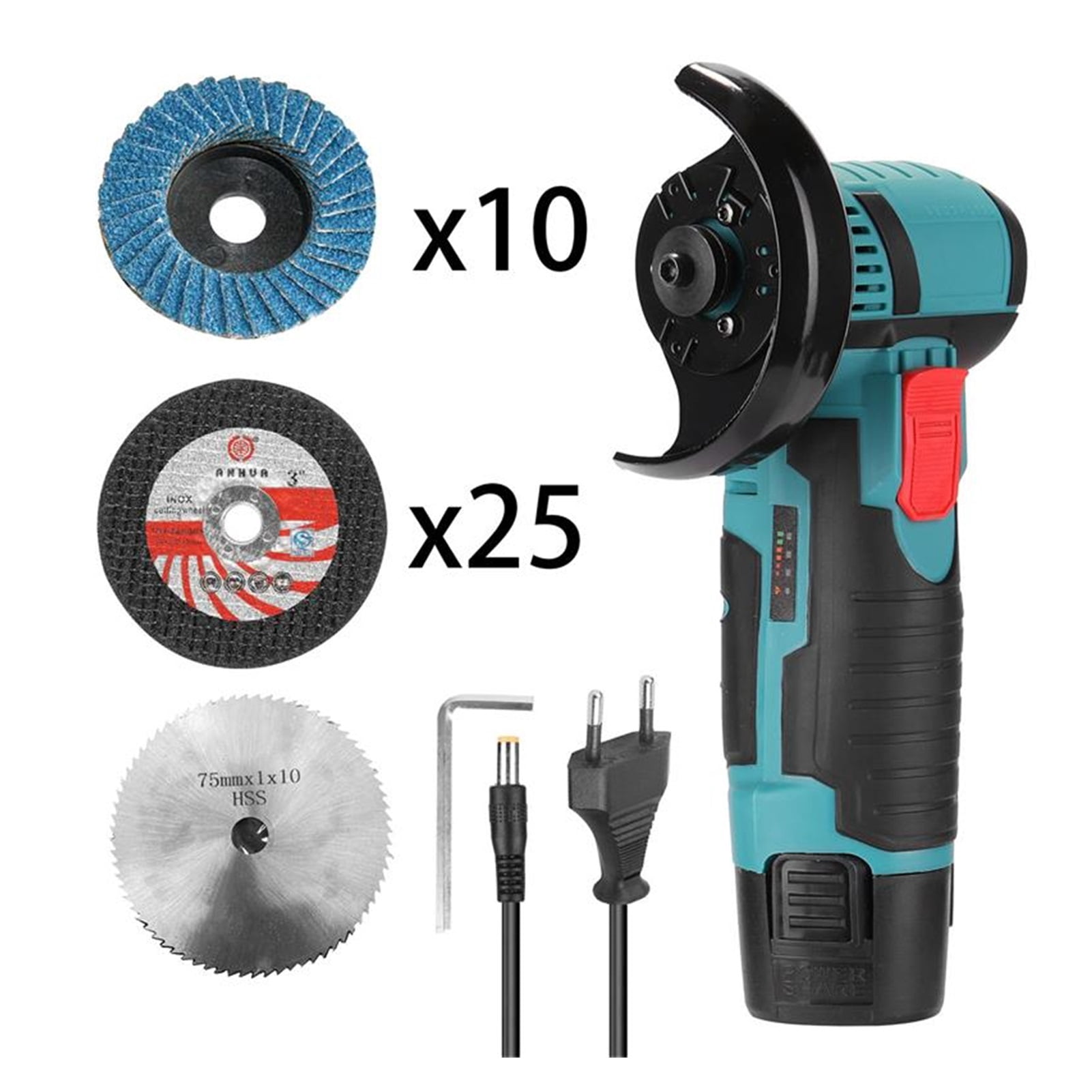Cordless Angle Grinder, Mini 16.8V Battery Brushless Power Motor 19500