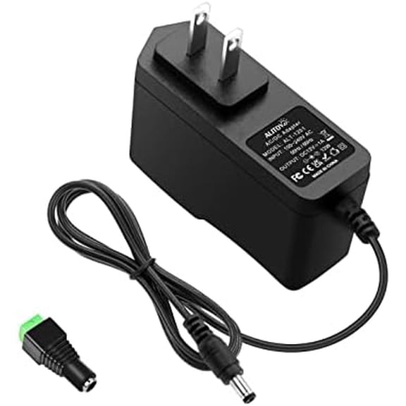 12V 1A 12W ACDC Power Supply Adapter, 100240V 5060Hz Transformer with 5.5x2.1mm & 5.5x2.5mm DC Plug for LED Strip Light, CCTV Security Camera & 12V Devices