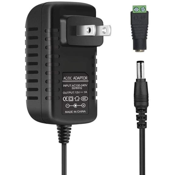 12V 1A 12W LED Power Supply, Wall Mounted AC/DC Switching Power Supply, AC 100-240V to DC 12 Volt Adapter, Charger, Transformer for LED Strip Light with 5.5/2.1 DC Female Barrel Connector