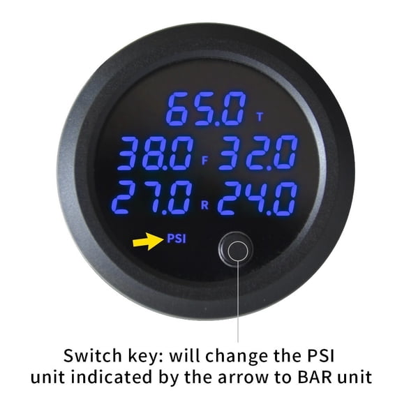 12V 2" Five Display Air Suspension Pressure Gauge Bar& Psi Air Ride Gauge 1/8NPT