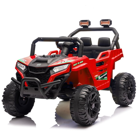 12V Kids Ride on Car, Electric Off-Road UTV Truck with Remote Control, Anti-Collision Bar, High Chassis, Anti-Slip Wheels & 4-Wheel Suspension, Battery Powered Ride on Toy for Kids, Red