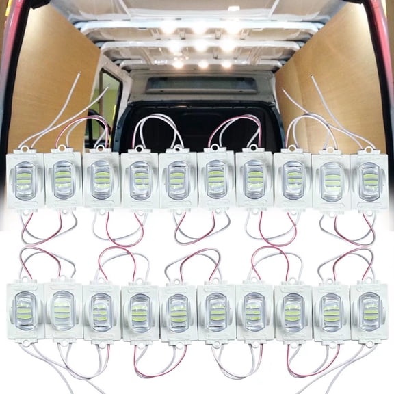 12V 20 Pods Interior Van LED Light, Ampper LED Ceiling Lights for Van RV Boats Caravans Trailers and More (20 Moudles, 20 Pods, White)