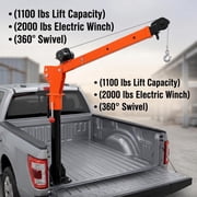 12V 2000LBS Electric Truck Crane, 1100LBS Capacity Pickup Bed Hoist with 360  Swivel Extendable Boom, Heavy Duty Alloy Steel Lifting Crane for Engine, ATV, Boat, Trailer and Cargo Handling