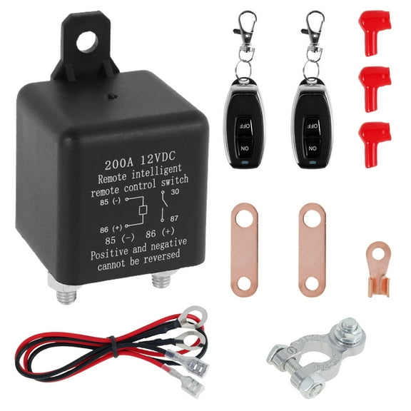 12V 200A Battery Disconnect Switch Versatile Double Remote Control Car Battery Isolator Easy to Use Low Current Standby Battery Isolator Kit for Car Camper