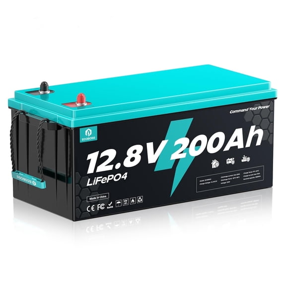 ECOBOSS 12V 200Ah LiFePO4 Battery with 200A BMS, 2560Wh Deep Cycle Lithium for RV, Marine & Solar