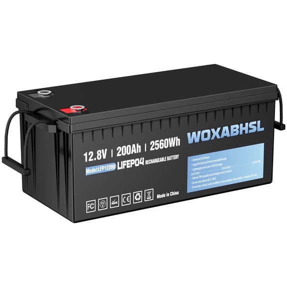 12V 200Ah LiFePO4 Battery, Built-in 200A BMS, 15000 Deep Cycles, for RV, Solar, Marine, Off-Grid Energy Storage