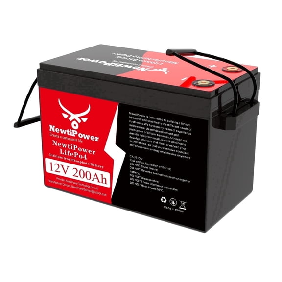 12V 200Ah (small) LiFePO4 Lithium Battery 150A BMS,NewtiPower 10000+ Deep Cycle Lithium Iron Phosphate Battery Great For Winter Power Shortage, RV, Marine and Off Grid Applications (12V 200Ah)