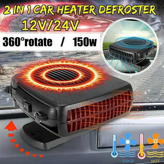12V 200W Portable Car Heater for Cigarette Lighter, Quick Heating Defroster and Demister for Cars Trucks RVs Campervans, Fast Defogger for Windshield Winter Use