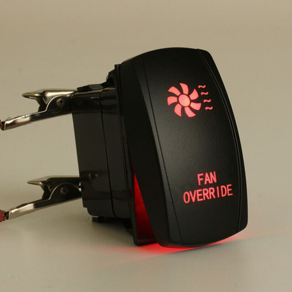 12V 20A 5 Pin Rocker Switch Control Red LED Fan Override For ATV UTV Car  Auto