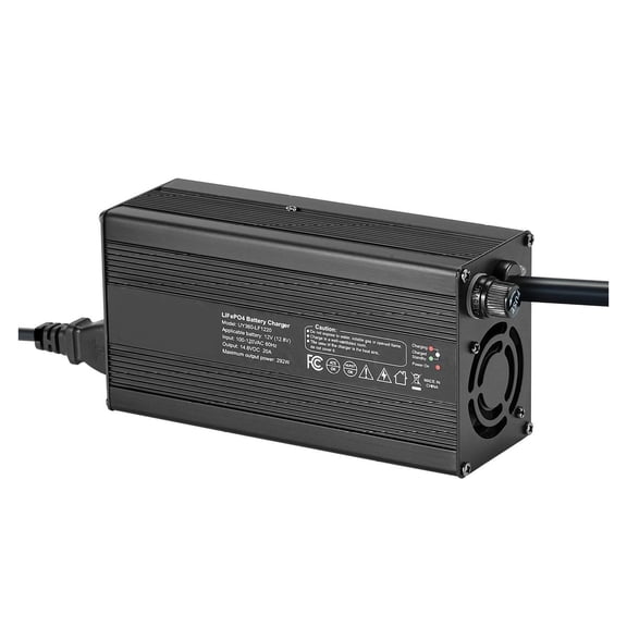 12V 20A Lithium Battery Charger, LiFePO4 Smart Charger 14.6V, Anderson Connector, LED Indicator, 0V Activation for 12V LiFePO4 Deep Cycle Batteries - Boat, RV, Solar