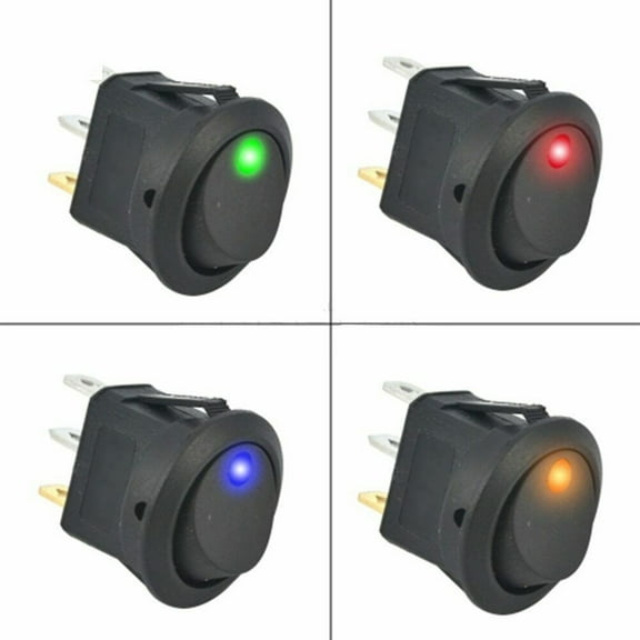 12V 20A Round Toggle LED Rocker Switch On-Off Control SPST 3Pins for 12V Car Truck Boat Marine Off-Road Vehicle