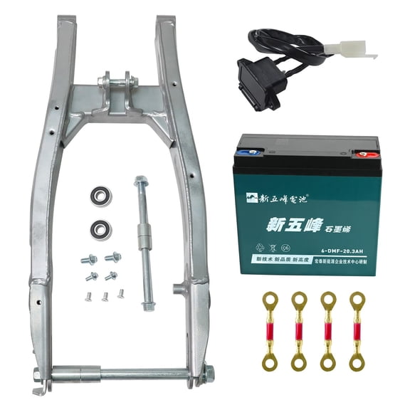 12V 20Ah Battery & Dirt Pit Bike Rear Swing Arm Swingarm & Chaging Port & Battery Connect Cable for Offroad Motorcycle Scooter Pocket Monkey Trail Bike 125cc-200cc 14" upgrade to 16" Wheel