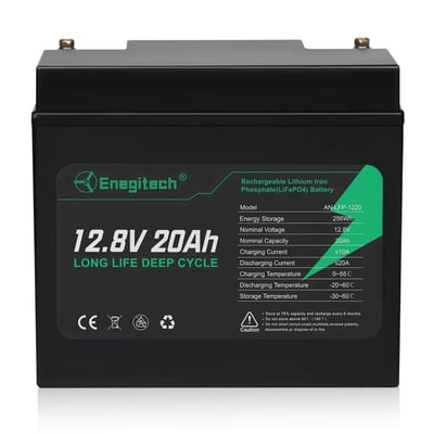 12V 20Ah LiFePO4 Battery, up to 2000 Deep Cycles for Solar Power, Outdoor Camping, Fish Finders, Lighting, Off-Grid, 20A BMS