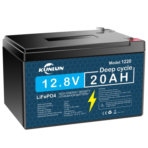 12V 20Ah LiFePO4 Lithium Battery, Built-in 20A BMS, for UPS, Power Wheels