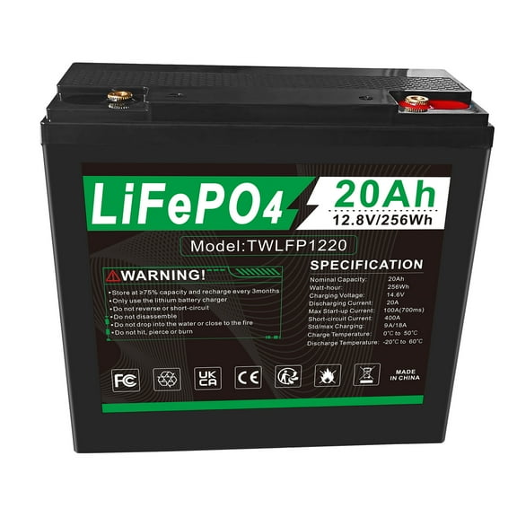 12V 20Ah LiFePO4 Lithium Battery, Rechargeable Lithium Iron Phosphate Battery, Built-in Smart BMS, 8000+ Deep Cycles for Solar, Home, RVs, Marine