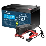 12V 20Ah LiFePO4 Lithium Battery with 5A Charger, Built-in 20A BMS, for Power Wheel
