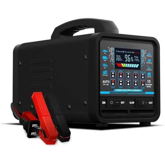 12V 24V 0-20A    ,  Trickle  Maintainer with  Shutoff, Repair & Winter Mode, 10 Modes & Color Screen for , , , RV, Boat,