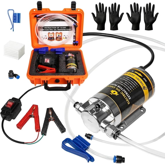 12V 24V 100W Electric Oil Change Extractor Pump, Transfer Pump Kit, Flow Rate 1 to 4 L/min, for Engine Oil, Transmission Fluid, and Gear Oil, Compatible with Cars, Trucks, RVs, Boats, Moto