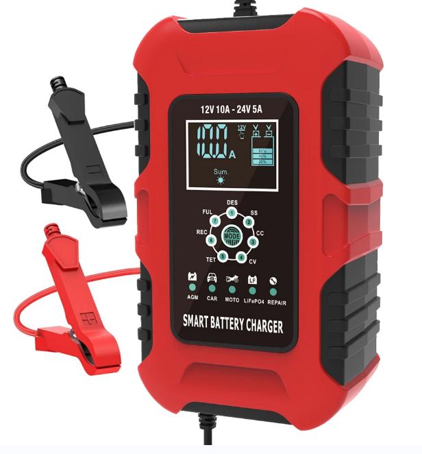 12V 24V 10A Automatic Smart Battery Charger, LiFePO4 Fast Battery