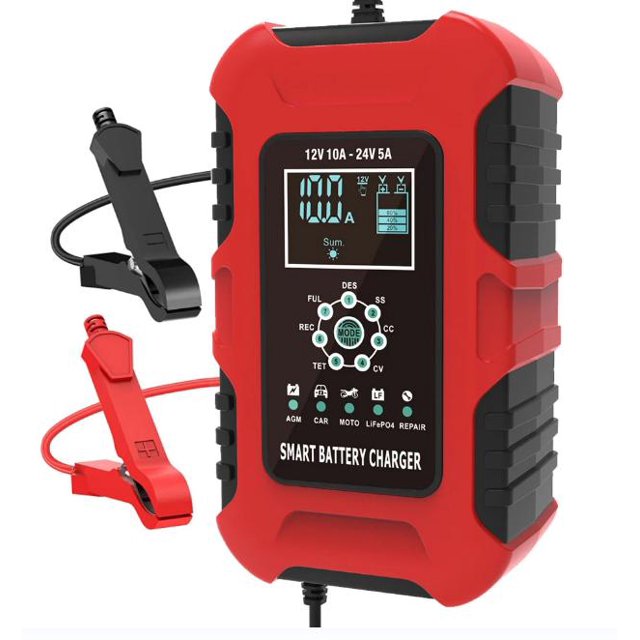 12V 24V 10A Automatic Smart Battery Charger, LiFePO4 Fast Battery