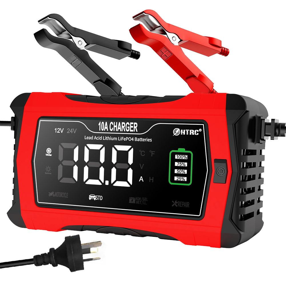 12V 24V 10A Car Smart Battery Charger For LiFePO4 Lead-Acid Lithium X1K0