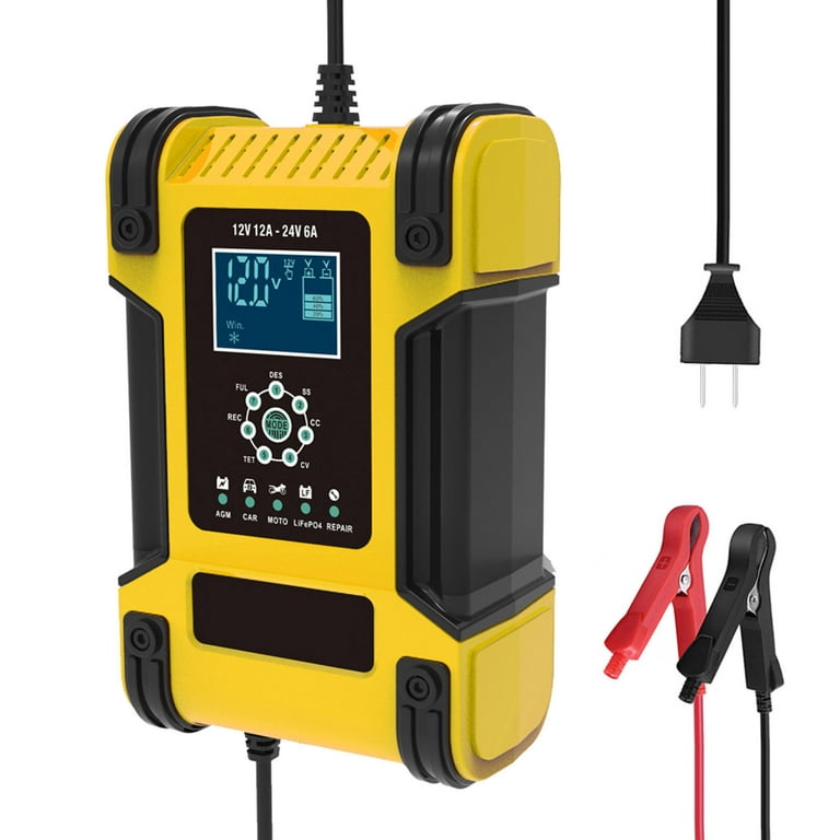 12V 24V 12A 7 stage Automatic Smart Battery Charger Multi function Car Battery Charger Intelligent Fast Power Charging Pulse Repair Charger with