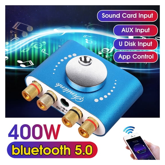 12V/24V 200W+200W 2 CH Mini Bluetooth 5.0 HiFi Digital Amplifier Stereo Audio Sound Amplifiers Power Amplifiers For Home Car ,Powerful Sound Quality