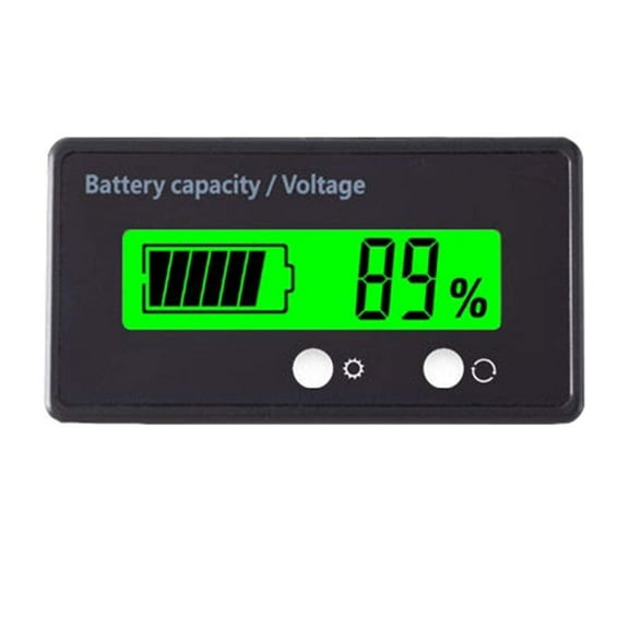 12V 24V 36V 48V Battery Capacity Indicator Golf Cart Voltmeter with LCD Display Green Backlight Waterproof Monitor Meter Digital Voltmeter Tester for 3S-26S Lithium Battery and Lead Acid Battery