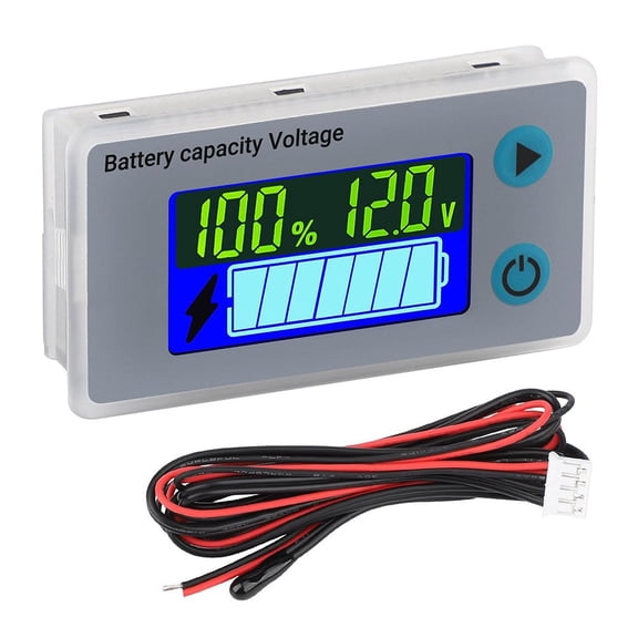12V 24V 36V 48V Digital Voltmeter Battery Tester With Temperature Sensor For Car Marine Rv Golf Cart Lead Acid Lifepo4 Lithium Battery Monitor 48V