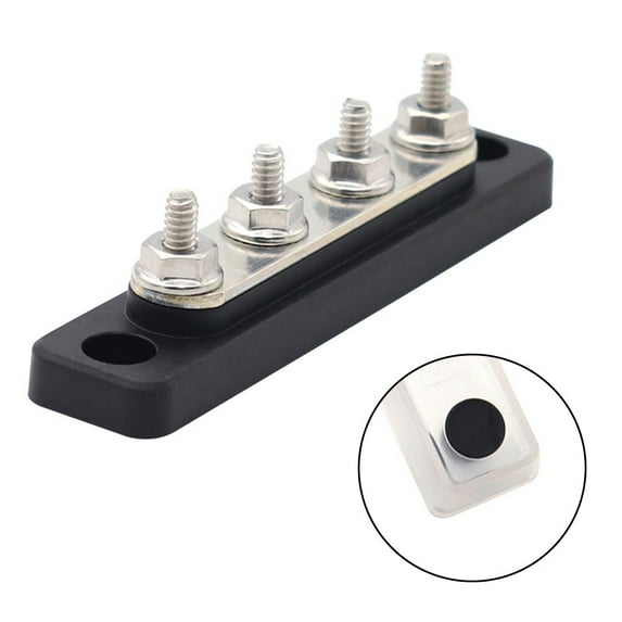 12V/24V 4 WAY POWER DISTRIBUTION BUS BAR 4x5mm STUDS 100A RATED AUTO MARINE BOAT