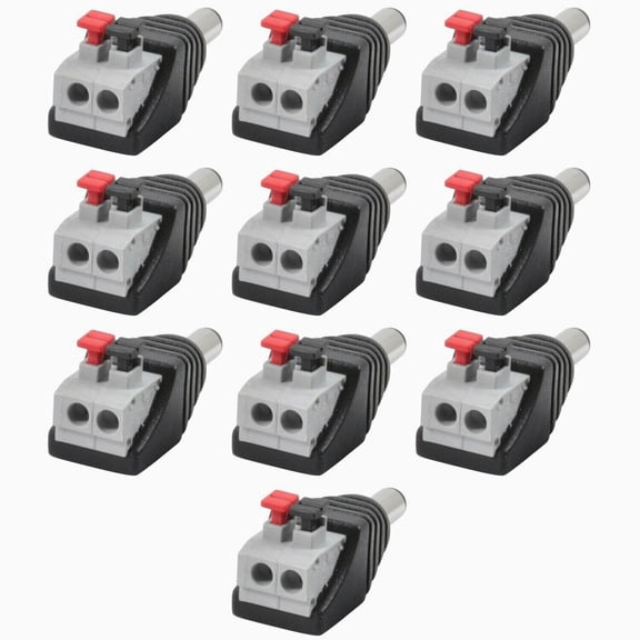 12V/24V 5.5mm x 2.1mm DC Power Plug Screwless Quick Connect Socket for Led Light Strip, 10pcs, Male