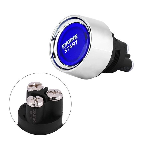 12V 24V 50A Car Engine Start Button Keyless Start Button Ignition Starter Blue