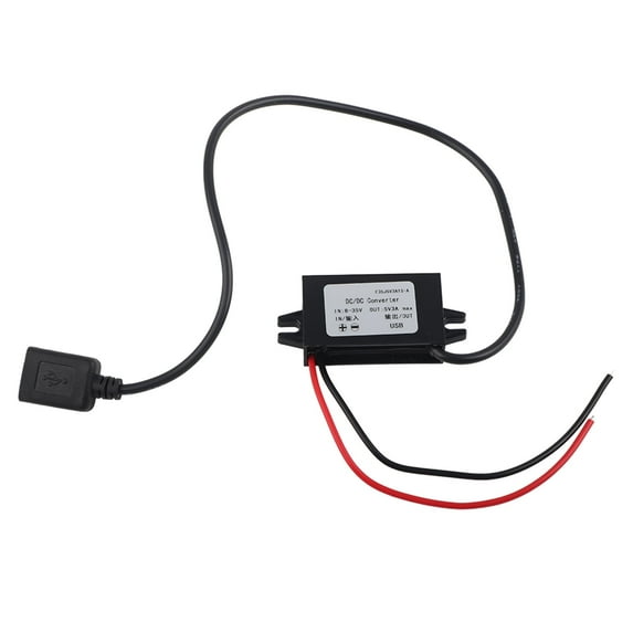 12V 24V to 5V USB Converter, DC DC Step Down Adapter 12V to USB 5V 3A Converter Regulator Cable Wires Car LED Display Power Supply Inventor Converter Module Transformer Adapter