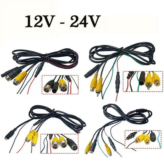 12V-24V 7-inch Car Monitor Power Cable, 8-Pin  Connector, 6-Pin Metal Connector For Car Monitor Universal Power Extension Cord