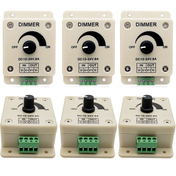 12V-24V 8A Manual Dimmer Switch With Terminals For LED Strip Light Mountable