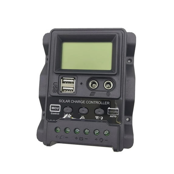 12V/24V Auto Solar Power Charging Controller LCD Current Display Dual DC Output Solar Cell Panel Charger Regulator ,Easy to Use