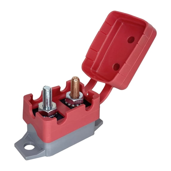 12V - 24V Automatic Reset 50 Amp Circuit Breaker with Cover Stud Bolt for Automotive, Marine, Trailers (1)