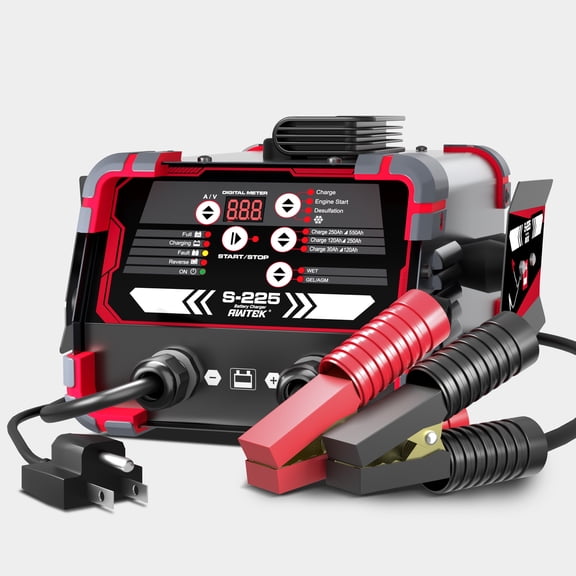 12V/24V Car Battery Charger & 200A Engine Starter, 0-40A Automatic Battery Maintainer, with Engine Start, Auto Desulfator, Battery Repair, Winter Mode, for AGM, STD, Gel, Deep Cycle Batteries