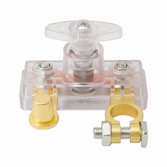 12V/24V Car Battery Disconnect Switch With Leakage Protection, PC And Zinc Alloy Power Master For Auto Truck RV Boat Negative Terminal, Silver